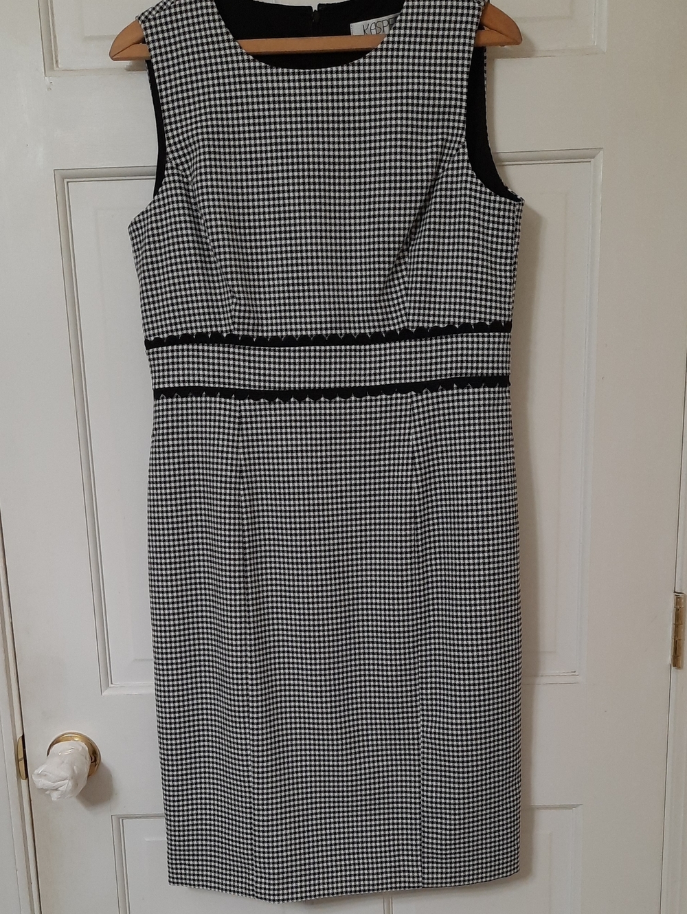 Kasper Black and White Gingham Sheath Dress